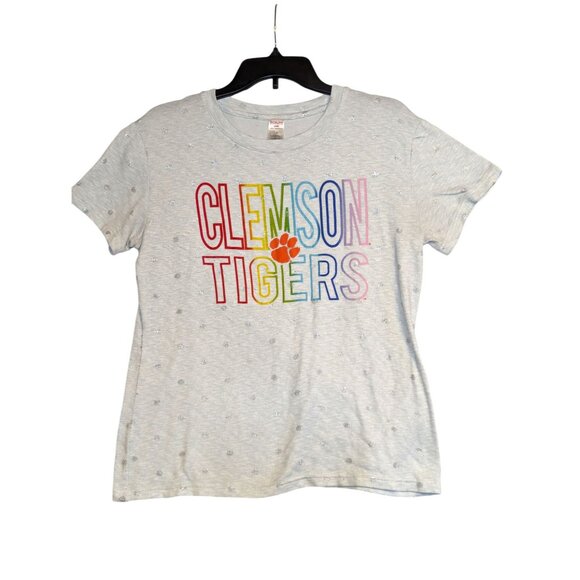 Clemson Tigers Ladies T-Shirt L/G Rainbow By Sideline Apparel Polka Dot Pattern - Picture 1 of 5